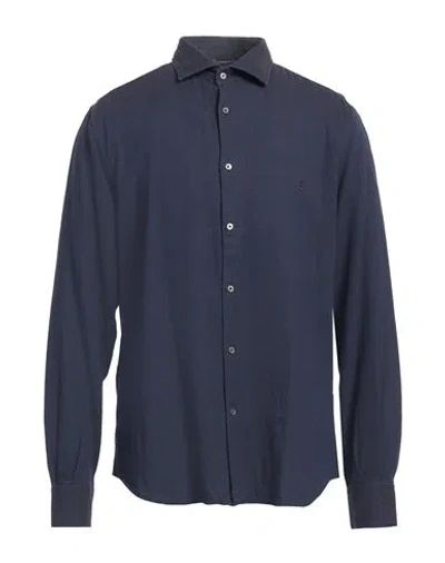 Brooksfield Man Shirt Navy Blue Size 17 Cotton