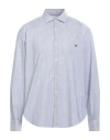 Brooksfield Man Shirt Navy Blue Size 17 Cotton, Elastane