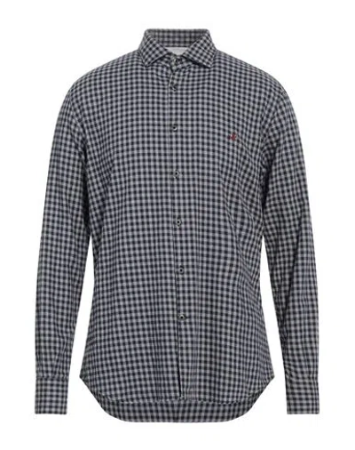 Brooksfield Man Shirt Navy Blue Size 16 Cotton