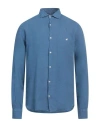 Brooksfield Man Shirt Pastel Blue Size 17 Linen