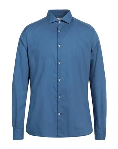 Brooksfield Man Shirt Slate Blue Size 16 Cotton