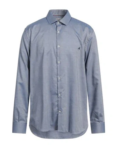 Brooksfield Man Shirt Slate Blue Size 15 Cotton
