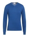 Brooksfield Man Sweater Blue Size 40 Virgin Wool In Blue