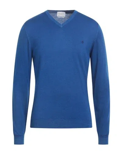 Brooksfield Man Sweater Blue Size 40 Virgin Wool