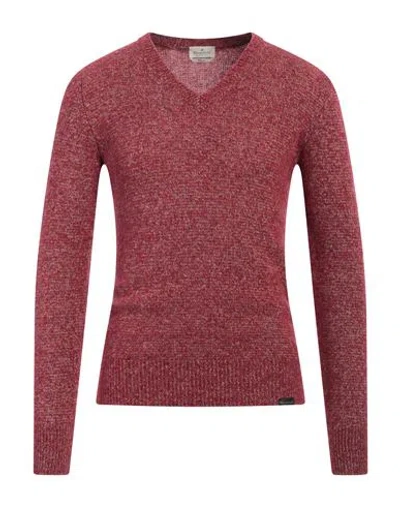 Brooksfield Man Sweater Brick Size 36 Virgin Wool, Polyamide In Red