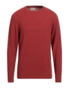 Brooksfield Man Sweater Brick Size 44 Polyamide, Viscose, Wool, Cashmere In Red