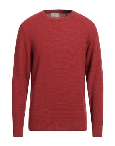Brooksfield Man Sweater Brick Size 44 Polyamide, Viscose, Wool, Cashmere In Red