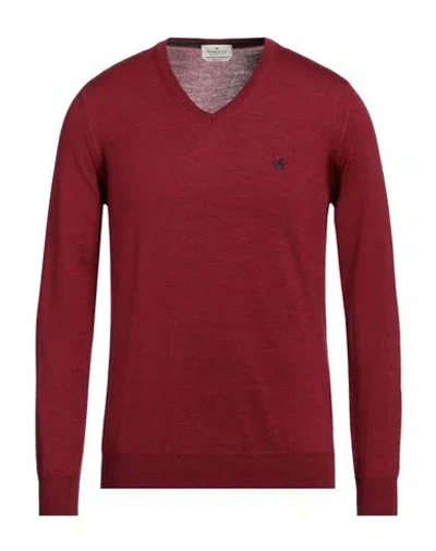 Brooksfield Man Sweater Brick Red Size 46 Virgin Wool