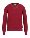 Brooksfield Man Sweater Brick Size 48 Virgin Wool In Burgundy