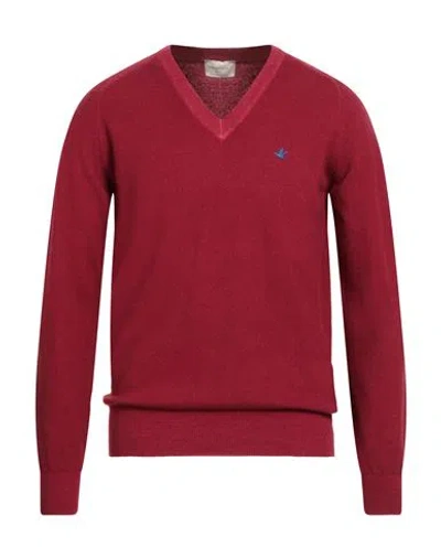 Brooksfield Man Sweater Brick Size 48 Virgin Wool In Burgundy