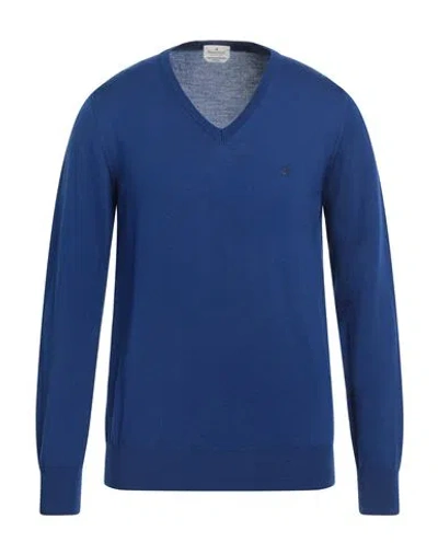 Brooksfield Man Sweater Bright Blue Size 48 Virgin Wool