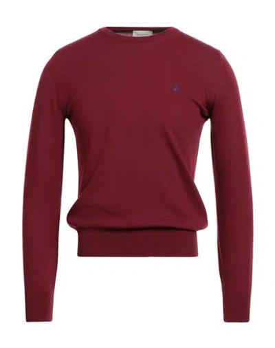 Brooksfield Man Sweater Burgundy Size 36 Virgin Wool In Red