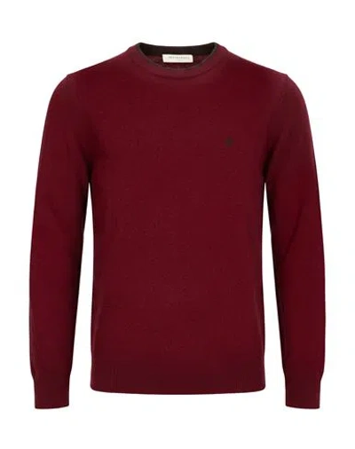 Brooksfield Man Sweater Burgundy Size 38 Virgin Wool In Brown