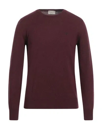 Brooksfield Man Sweater Burgundy Size 38 Virgin Wool In Red
