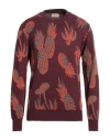 Brooksfield Man Sweater Burgundy Size 40 Cotton In Red