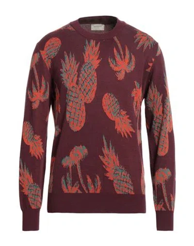 Brooksfield Man Sweater Burgundy Size 40 Cotton In Red
