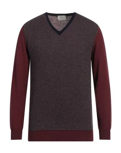 Brooksfield Man Sweater Burgundy Size 40 Virgin Wool In Red