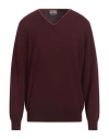 Brooksfield Man Sweater Burgundy Size 46 Virgin Wool In Red