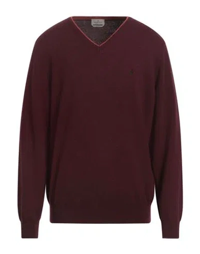 Brooksfield Man Sweater Burgundy Size 46 Virgin Wool In Red
