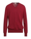 Brooksfield Man Sweater Burgundy Size 48 Virgin Wool In Red