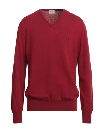 Brooksfield Man Sweater Burgundy Size 48 Virgin Wool In Red