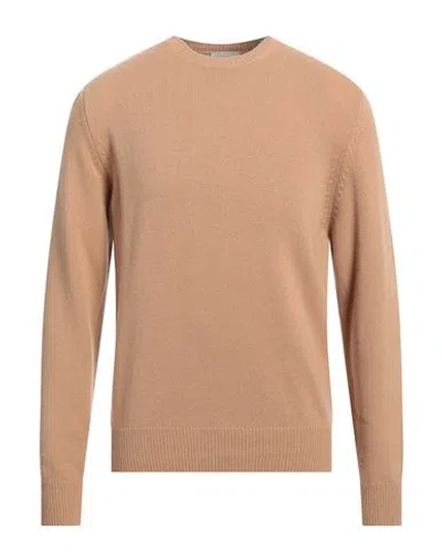 Brooksfield Man Sweater Camel Size 46 Virgin Wool, Cashmere In Beige