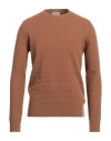 Brooksfield Man Sweater Camel Size 48 Virgin Wool In Beige