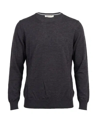 Brooksfield Man Sweater Charcoal Size 36 Virgin Wool In Black