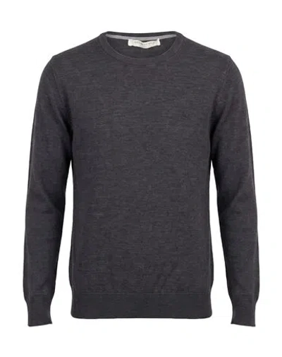 Brooksfield Man Sweater Charcoal Size 38 Virgin Wool In Blue