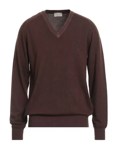 Brooksfield Man Sweater Chocolate Brown Size 46 Virgin Wool