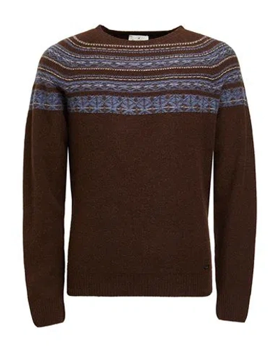 Brooksfield Man Sweater Dark Brown Size 40 Wool