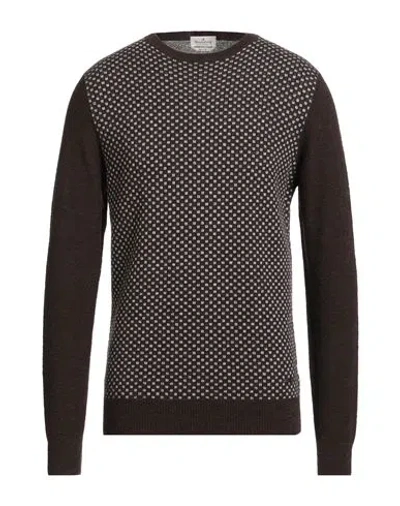 Brooksfield Man Sweater Dark Brown Size 40 Wool, Polyamide