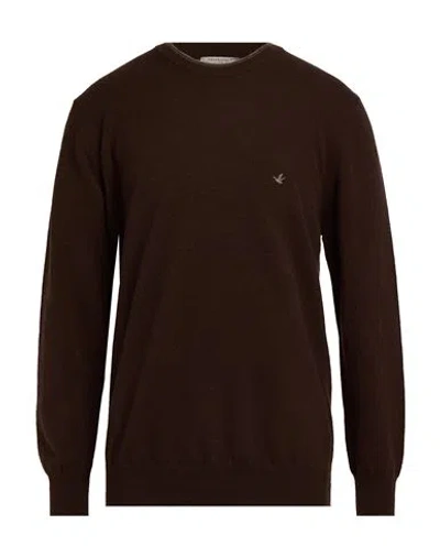 Brooksfield Man Sweater Dark Brown Size 46 Virgin Wool