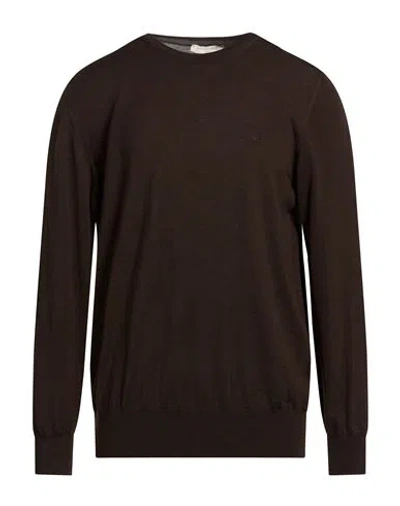 Brooksfield Man Sweater Dark Brown Size 46 Virgin Wool