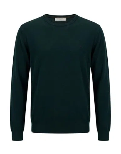Brooksfield Man Sweater Deep Teal Size 36 Virgin Wool In Green