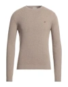 Brooksfield Man Sweater Khaki Size 42 Polyamide, Viscose, Wool, Cashmere In Beige