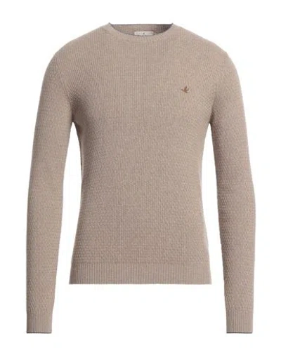 Brooksfield Man Sweater Khaki Size 42 Polyamide, Viscose, Wool, Cashmere In Beige