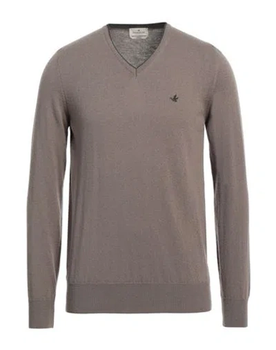 Brooksfield Man Sweater Khaki Size 44 Virgin Wool In Beige
