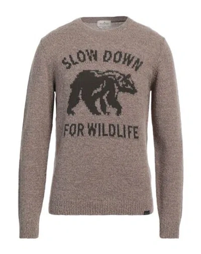 Brooksfield Man Sweater Khaki Size 44 Virgin Wool, Polyamide In Beige