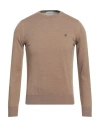 Brooksfield Man Sweater Light Brown Size 36 Virgin Wool In Beige