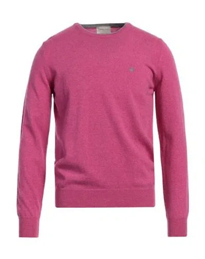 Brooksfield Man Sweater Magenta Size 38 Virgin Wool
