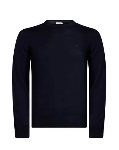 Brooksfield Man Sweater Midnight Blue Size 38 Virgin Wool In Black