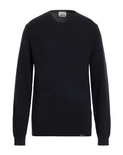 Brooksfield Man Sweater Midnight Blue Size 46 Wool, Cotton, Polyamide In Blue