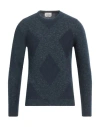 Brooksfield Man Sweater Midnight Blue Size 48 Virgin Wool, Polyamide, Cotton, Wool In Blue