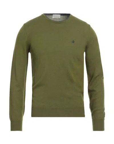 Brooksfield Man Sweater Military Green Size 38 Virgin Wool