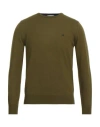 Brooksfield Man Sweater Military Green Size 44 Virgin Wool