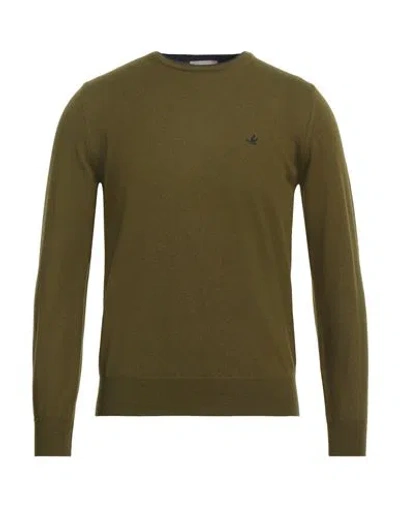 Brooksfield Man Sweater Military Green Size 44 Virgin Wool