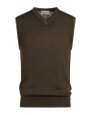 Brooksfield Man Sweater Military Green Size 44 Virgin Wool In Brown