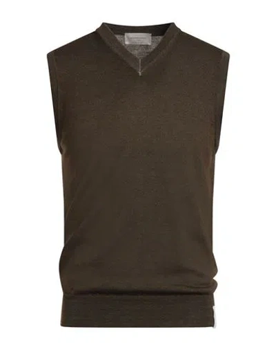 Brooksfield Man Sweater Military Green Size 44 Virgin Wool In Brown