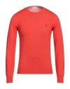 Brooksfield Man Sweater Orange Size 36 Virgin Wool In Red